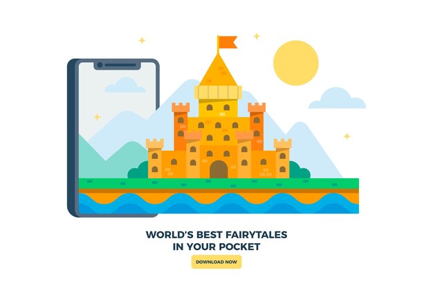 Castillo del Reino ilustrado con teléfono inteligente