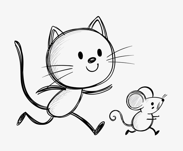 La caza lúdica del gato y el ratón
