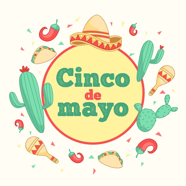 Celebración de cinco de mayo dibujada a mano