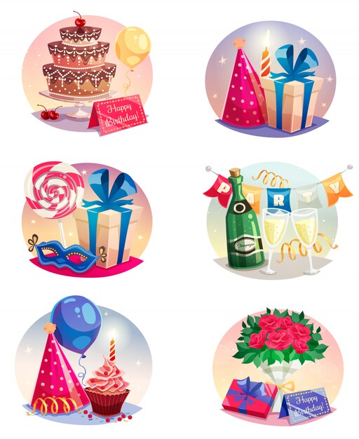 Celebración conjunto de globos de aire aislados