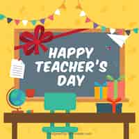 Vector gratuito celebración del día de los docentes en el aula