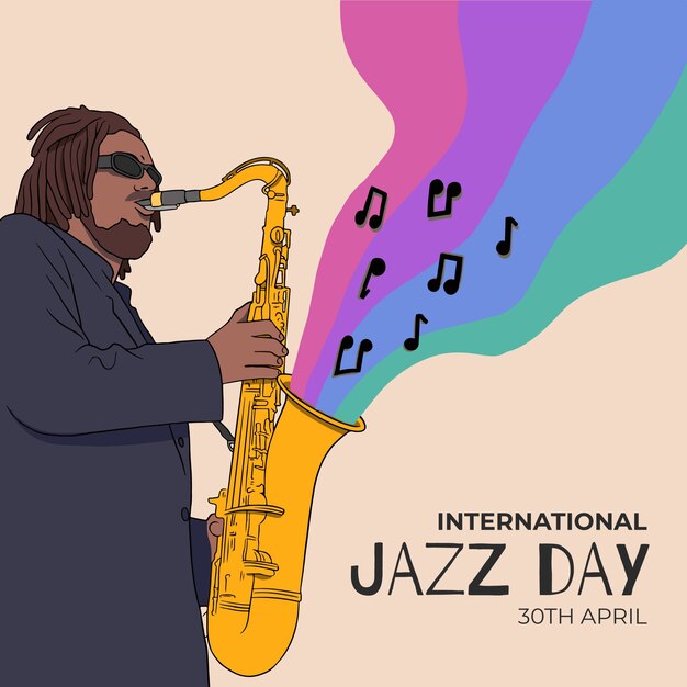 Celebración del día internacional del jazz de dibujo