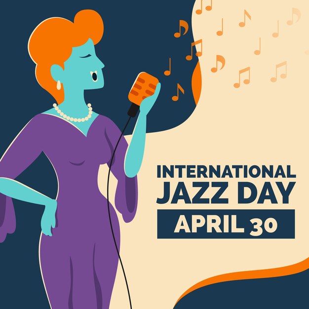 Celebración del día internacional del jazz de diseño plano