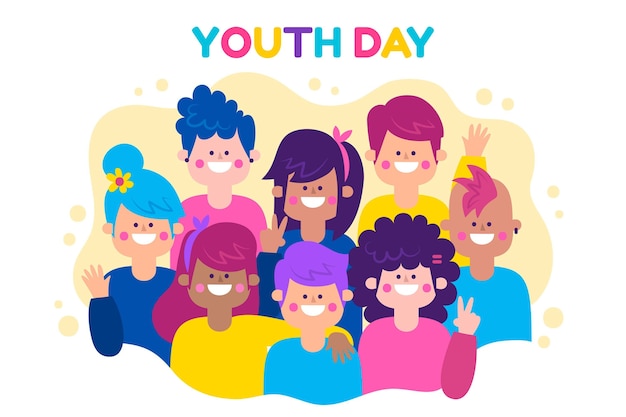 Vector gratuito celebración del día de la juventud de diseño plano