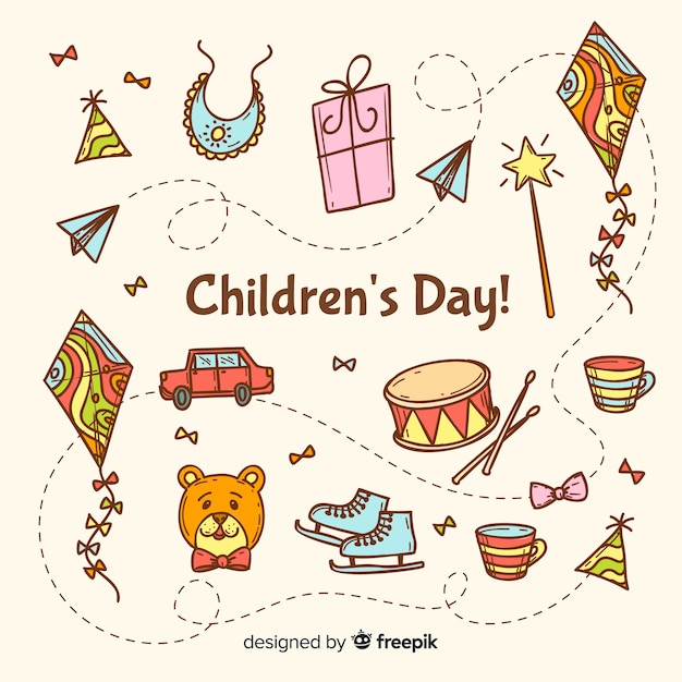 Celebración del día de los niños con ilustración artística.