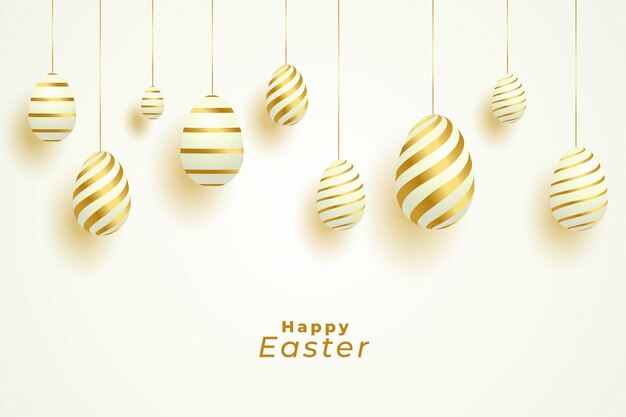 Celebración del día de Pascua con decoración de huevos dorados