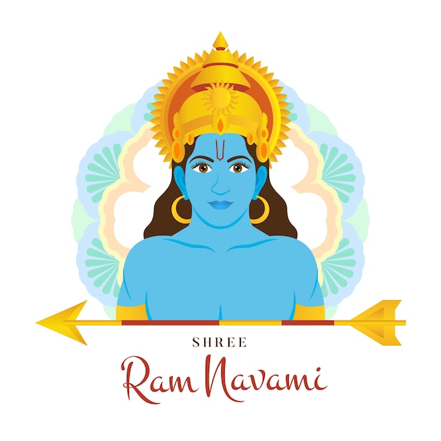 Vector gratuito celebración de diseño plano ram navami