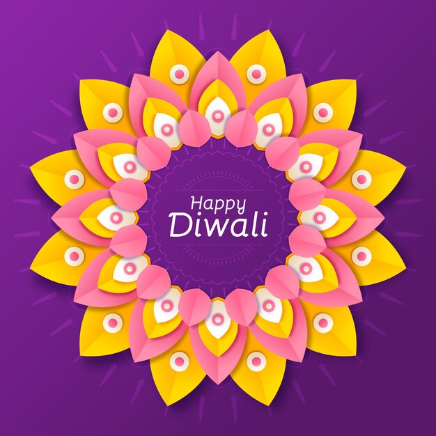 Celebración de diwali en estilo papel