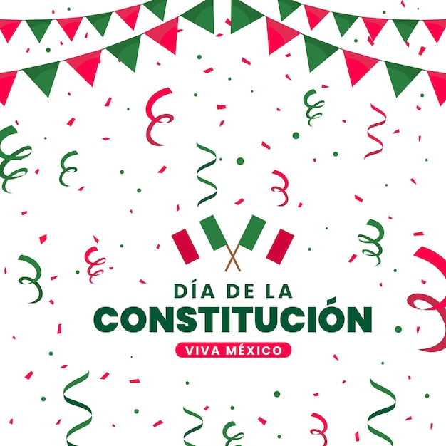 Vector gratuito celebración de eventos del día de la constitución mexicana plana