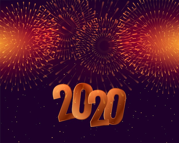 Vector gratuito celebración de feliz año nuevo 2020 con fuegos artificiales