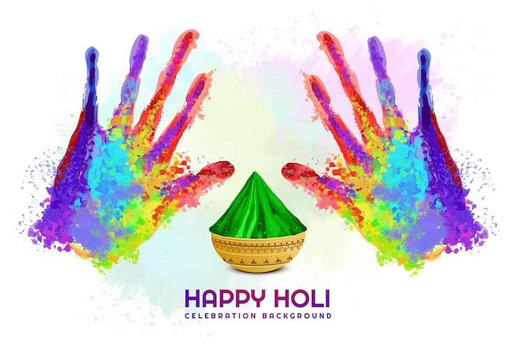 Vector gratuito celebración del festival indio feliz holi colorido fondo de salpicaduras