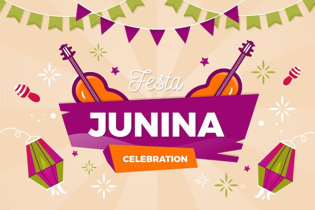 Celebración del festival de junio estilo plano