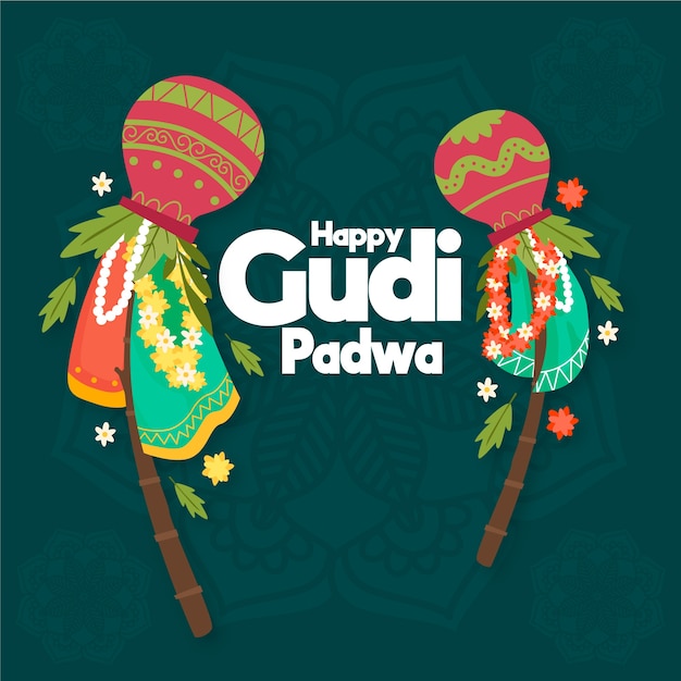 Vector gratuito celebración de gudi padwa dibujada a mano