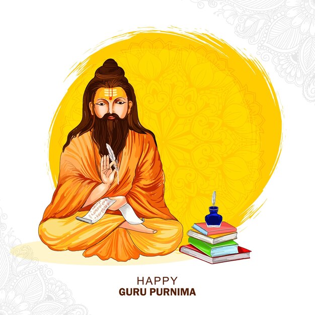 La celebración de Guru Purnima es el fondo de la tarjeta de vacaciones.