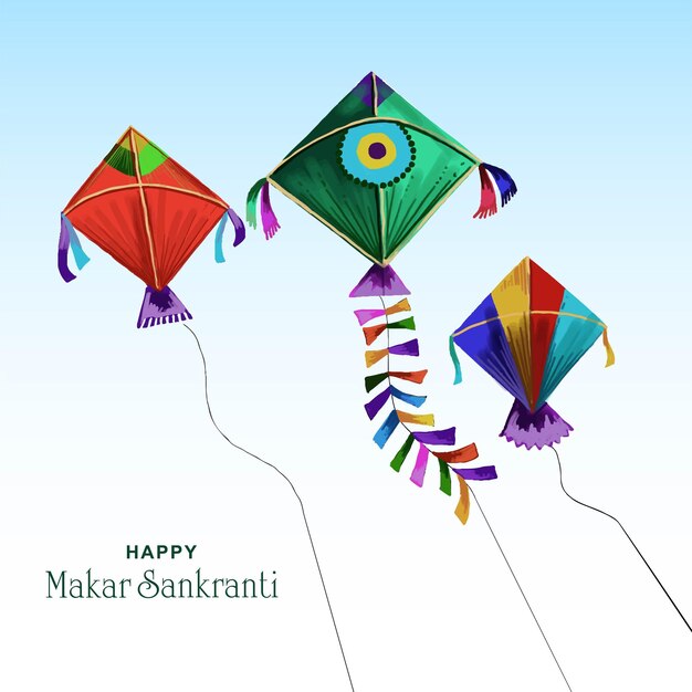 Celebración de makar sankranti con colorido diseño de cometas
