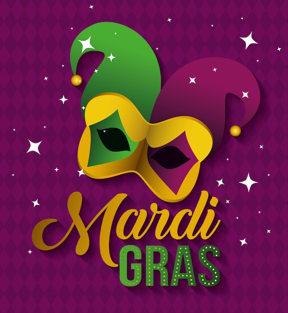 Celebración de mardi gras con máscara de fiesta