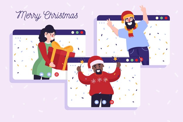 Celebración de navidad en línea debido a una pandemia