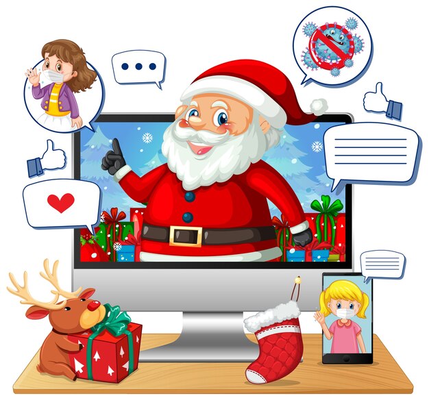 Celebración de Navidad online a través de dispositivo móvil