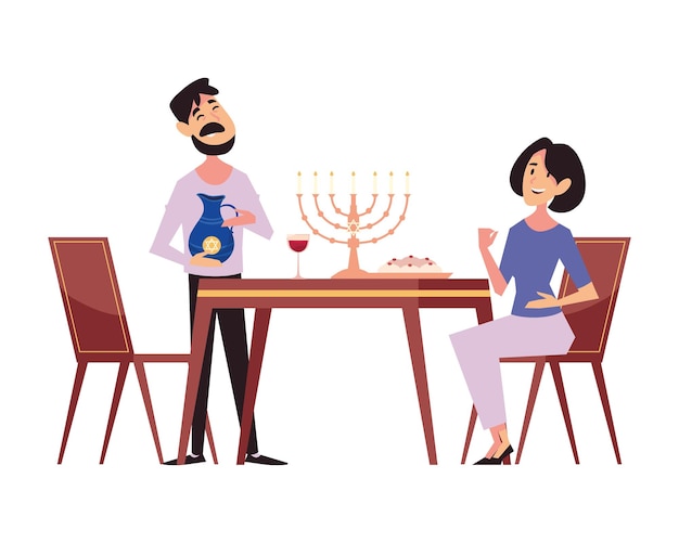 Vector gratuito celebración de la pareja de hanukkah