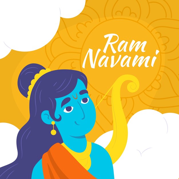 Celebración de ram navami dibujada a mano