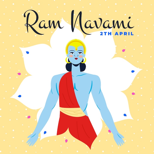 Vector gratuito celebración de ram navami dibujada a mano