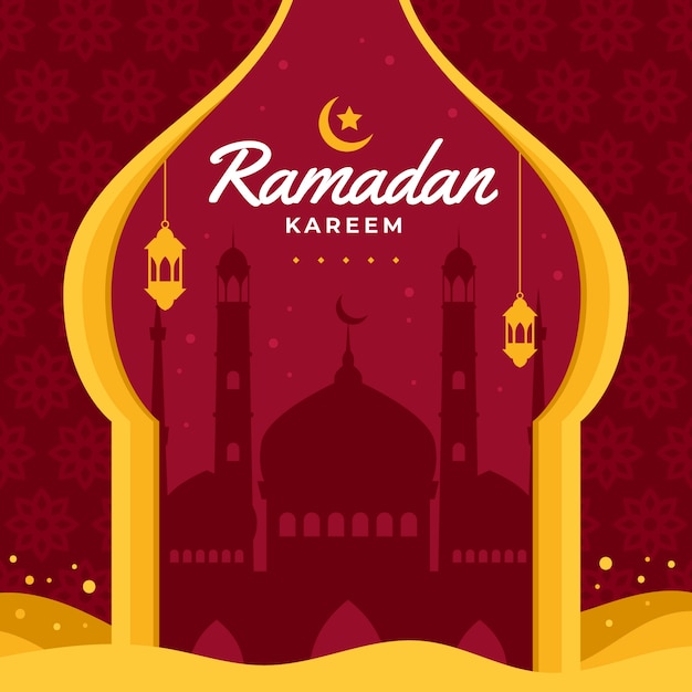 Celebración de ramadán de diseño plano