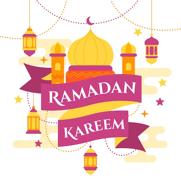 Celebración de ramadán de diseño plano