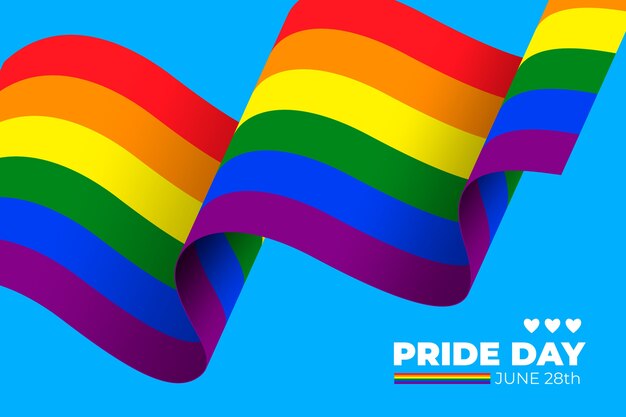 Celebrando la bandera del arco iris del día del orgullo