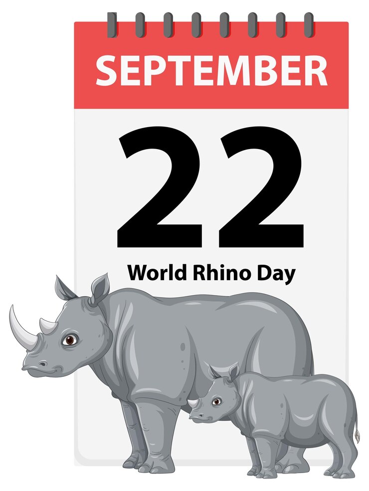 Vector gratuito celebrar el día mundial del rinoceronte el 22 de septiembre