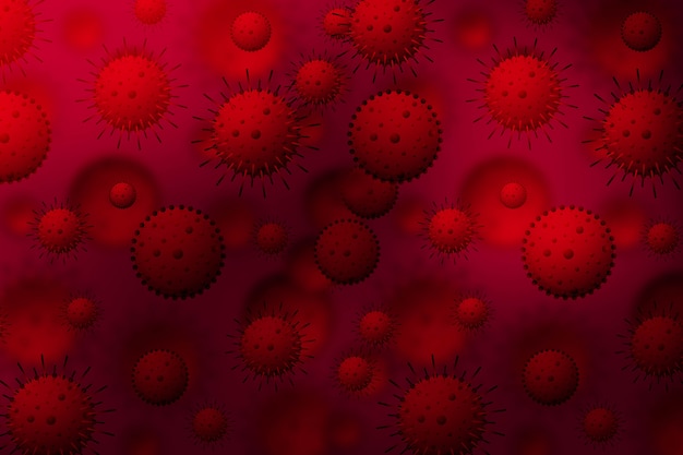 Células microbianas del coronavirus en el fondo de sangre infectada