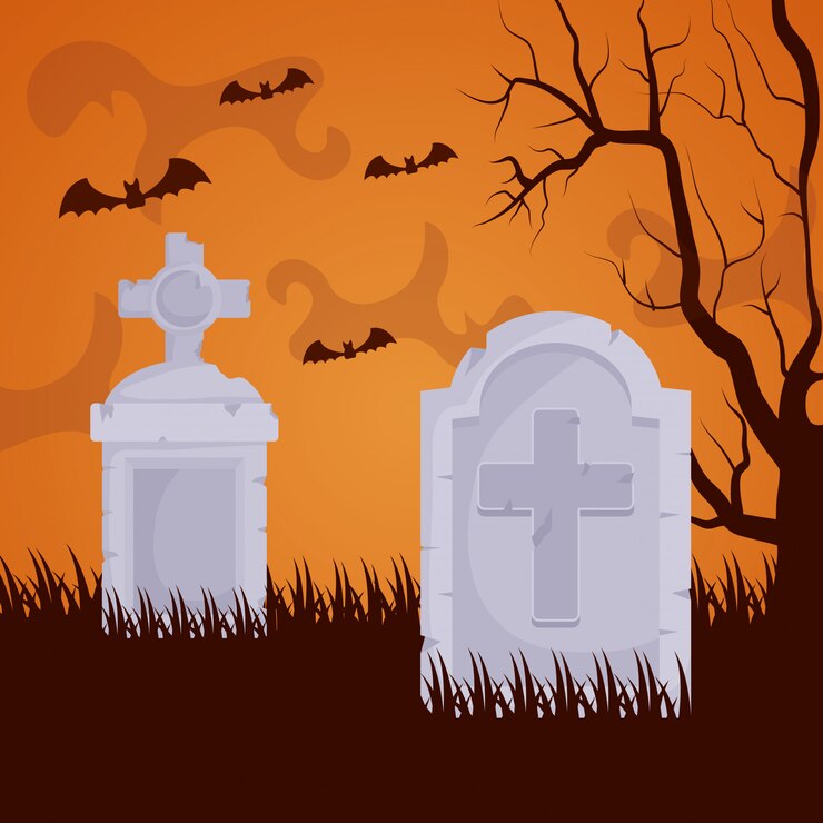 Vector gratuito cementerio oscuro de halloween