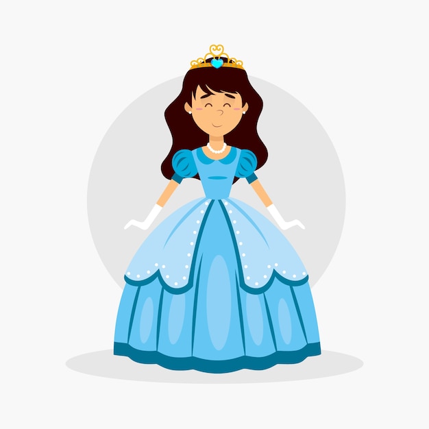 Vector gratuito cenicienta princesa con vestido azul