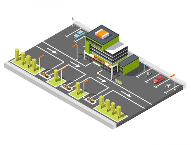 Centro comercial de composición de estacionamiento