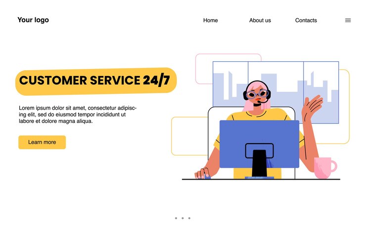 Vector gratuito centro de llamadas de la página de inicio del servicio de atención al cliente