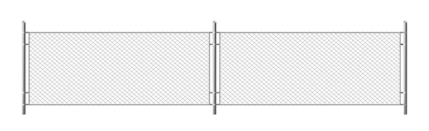 Vector gratuito cerca de alambre de metal, segmento de rejilla rabitz aislado sobre fondo blanco. ilustración realista de malla de alambre de acero, barrera de seguridad para prisión, límite de enlace de cadena militar