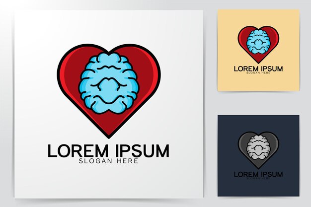 Cerebro, amor, logotipo, ideas, inspiración, logotipo, diseño, plantilla, vector, ilustración