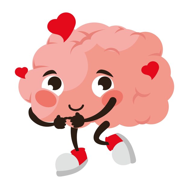 El cerebro de dibujos animados enamorado