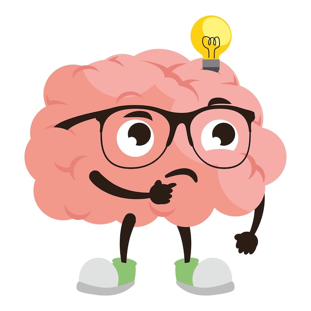 cerebro de dibujos animados con una idea