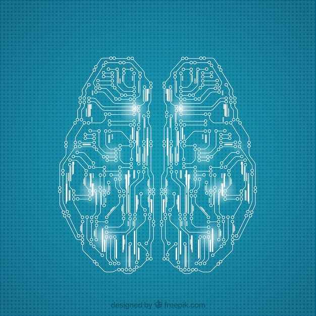 Vector gratuito cerebro hecho de circuitos