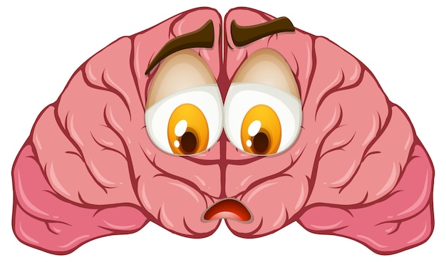 Cerebro humano de dibujos animados con expresión facial