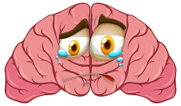 Vector gratuito cerebro humano de dibujos animados con expresión facial