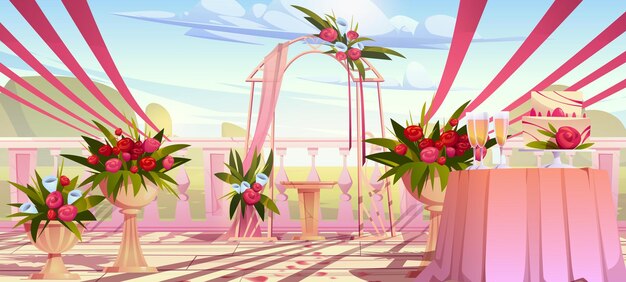 Ceremonia de boda al aire libre con arco