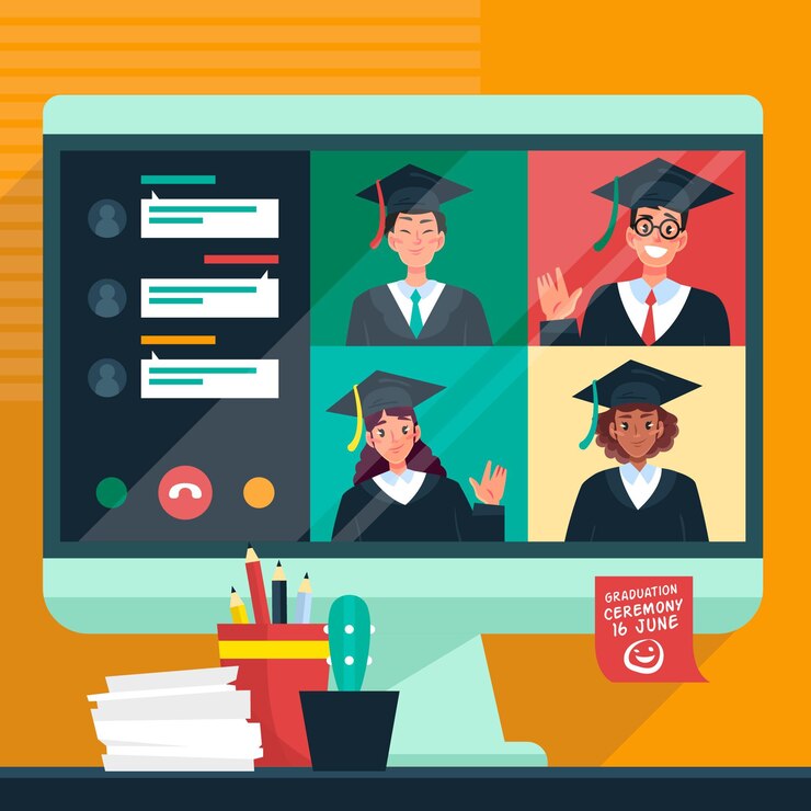 Vector gratuito ceremonia virtual de graduación