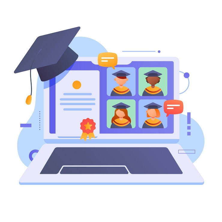 Vector gratuito ceremonia virtual de graduación