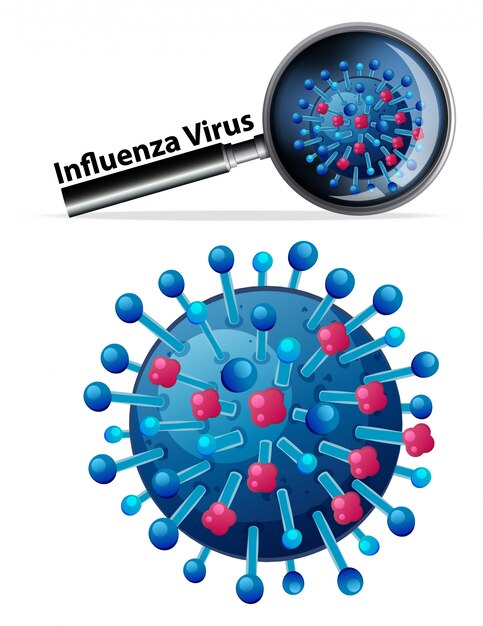 Cerrar objeto aislado del virus llamado virus de la gripe