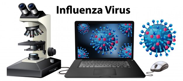 Cerrar objeto aislado del virus llamado virus de la influenza