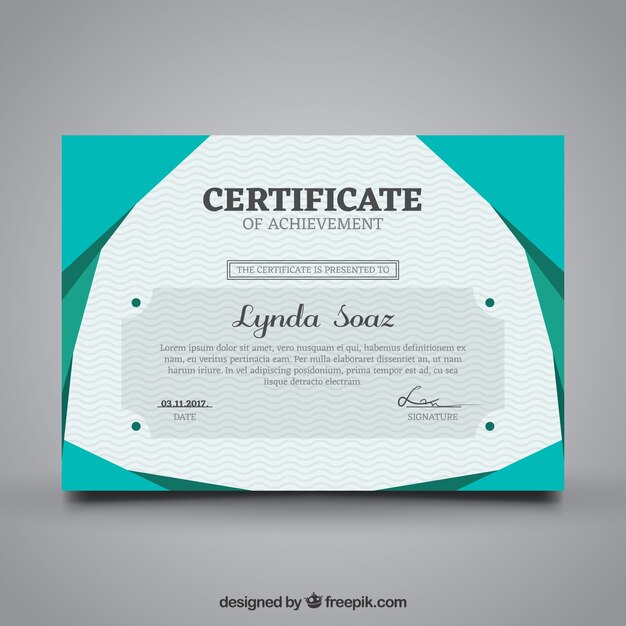 Certifcado de logro abstracto con líneas onduladas