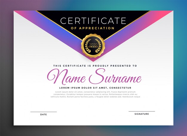 Certificado de aplicación profesional de la empresa