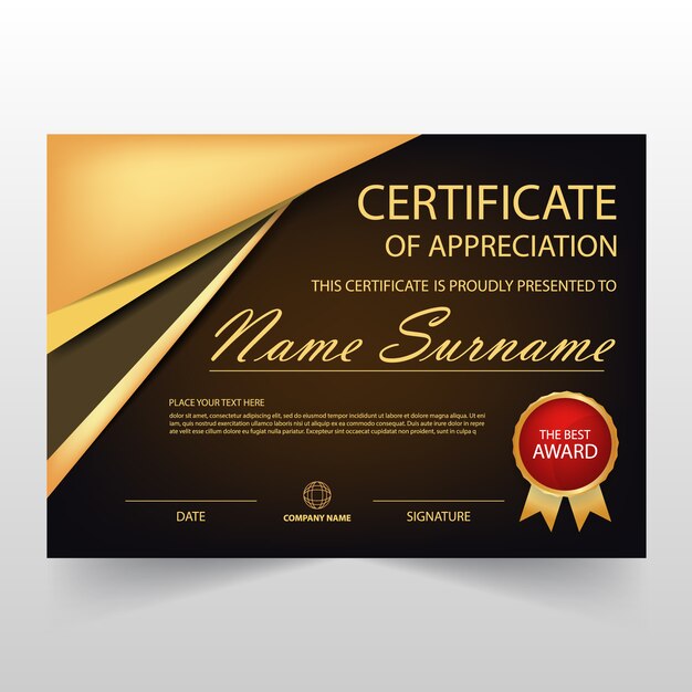 Certificado elegante de lujo horizontal