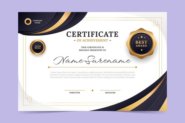 Certificado de empleado moderno del mes